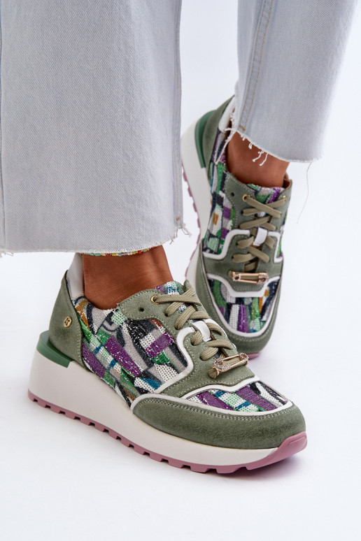 Āda Sneakers modeļa apavi Sieviešu ar platformu Tā irciejka 06390-09 SeledynoIne Āda Sneakers modeļa apavi Sieviešu ar platformu Tā irciejka 06390-09 SeledynoIne