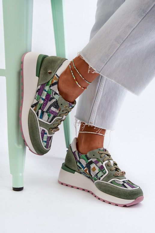 Āda Sneakers modeļa apavi Sieviešu ar platformu Tā irciejka 06390-09 SeledynoIne Āda Sneakers modeļa apavi Sieviešu ar platformu Tā irciejka 06390-09 SeledynoIne