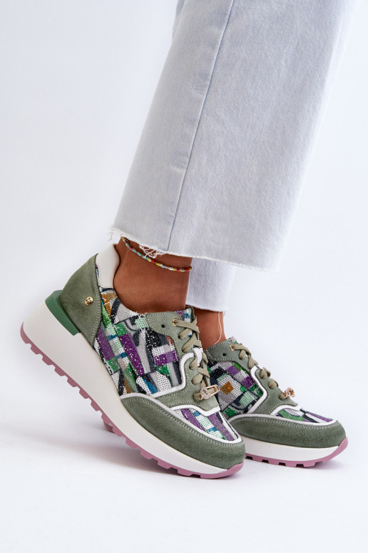 Āda Sneakers modeļa apavi Sieviešu ar platformu Tā irciejka 06390-09 SeledynoIne Āda Sneakers modeļa apavi Sieviešu ar platformu Tā irciejka 06390-09 SeledynoIne