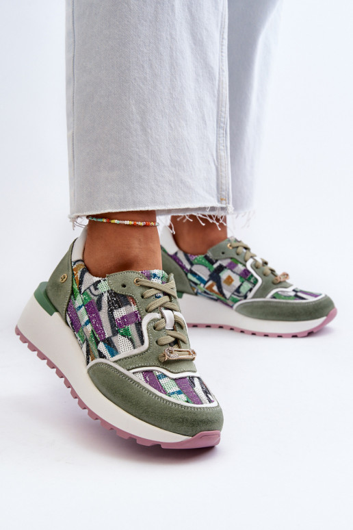 Āda Sneakers modeļa apavi Sieviešu ar platformu Tā irciejka 06390-09 SeledynoIne Āda Sneakers modeļa apavi Sieviešu ar platformu Tā irciejka 06390-09 SeledynoIne