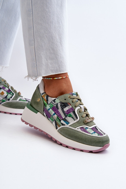 Āda Sneakers modeļa apavi Sieviešu ar platformu Tā irciejka 06390-09 SeledynoIne Āda Sneakers modeļa apavi Sieviešu ar platformu Tā irciejka 06390-09 SeledynoIne