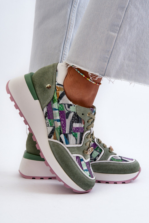 Āda Sneakers modeļa apavi Sieviešu ar platformu Tā irciejka 06390-09 SeledynoIne Āda Sneakers modeļa apavi Sieviešu ar platformu Tā irciejka 06390-09 SeledynoIne