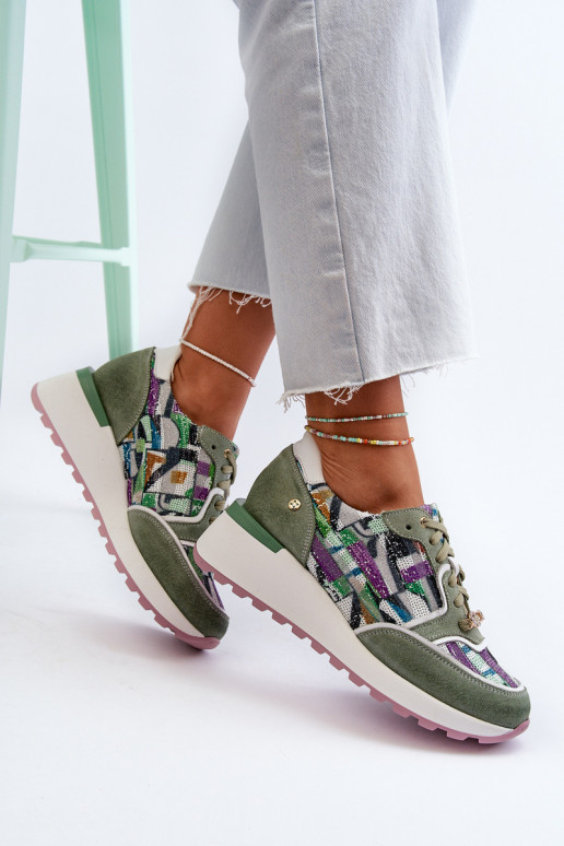 Āda Sneakers modeļa apavi Sieviešu ar platformu Tā irciejka 06390-09 SeledynoIne Āda Sneakers modeļa apavi Sieviešu ar platformu Tā irciejka 06390-09 SeledynoIne