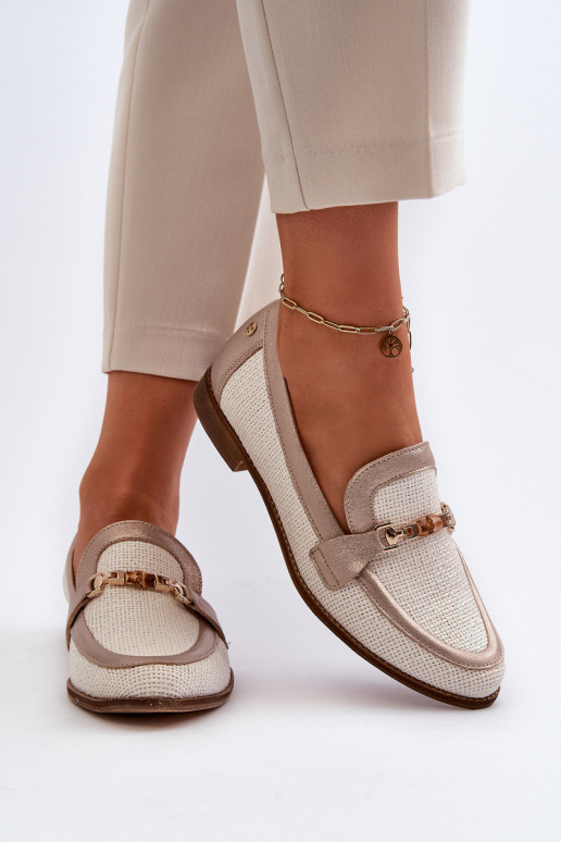 Āda Mokasīni ar ornamentiem Zelta krāsas Tā irciejka 06442-25 Zelta krāsas Āda Mokasīni ar ornamentiem Zelta krāsas Tā irciejka 06442-25 Zelta krāsas