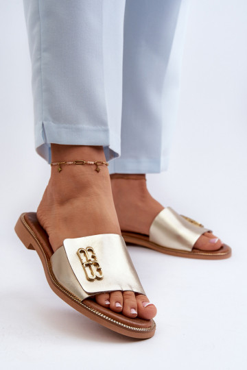 Zazoo 40384 eleganta stila odiniskas sieviešu čības zelta krāsā