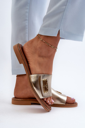 Zazoo 40384 eleganta stila odiniskas sieviešu čības zelta krāsā 2