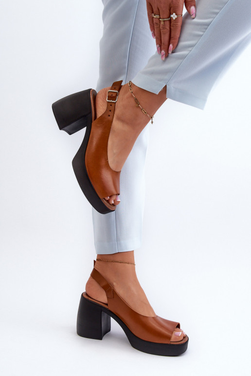 Zazoo 40376 Sieviešu basenes Uz masīviem papēžiem brūnas krāsas Zazoo 40376 Sieviešu basenes Uz masīviem papēžiem brūnas krāsas