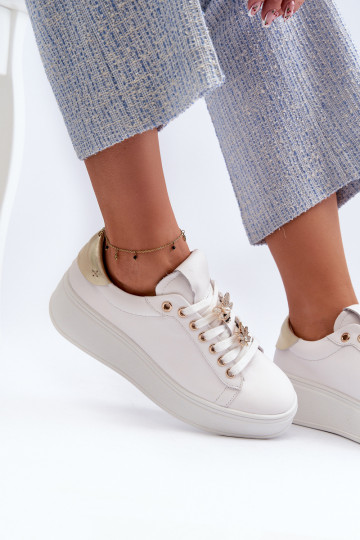 Āda Sneakers modeļa apavi Sieviešu ar platformuPrzypinkami D&A SN67 baltas krāsas 2