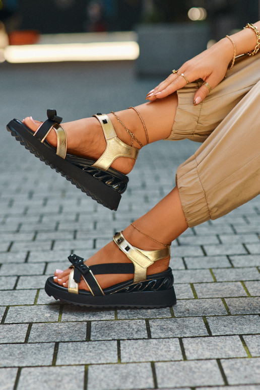 Sieviešu basenes ar bantītēm D&A CR956 Zelta krāsas Sieviešu basenes ar bantītēm D&A CR956 Zelta krāsas