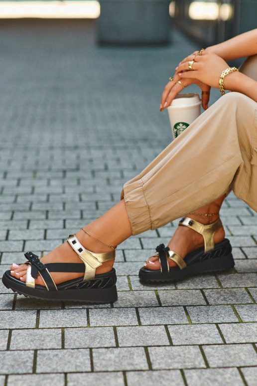 Sieviešu basenes ar bantītēm D&A CR956 Zelta krāsas Sieviešu basenes ar bantītēm D&A CR956 Zelta krāsas