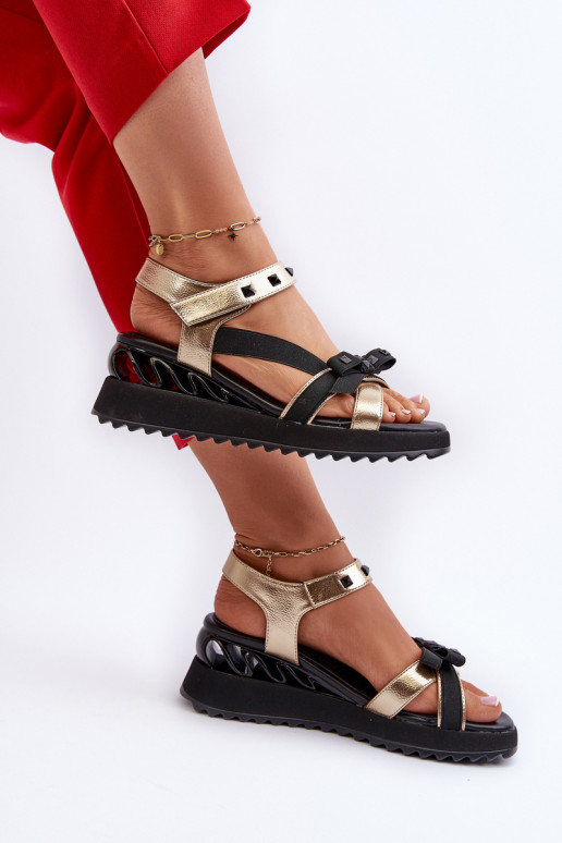 Sieviešu basenes ar bantītēm D&A CR956 Zelta krāsas Sieviešu basenes ar bantītēm D&A CR956 Zelta krāsas