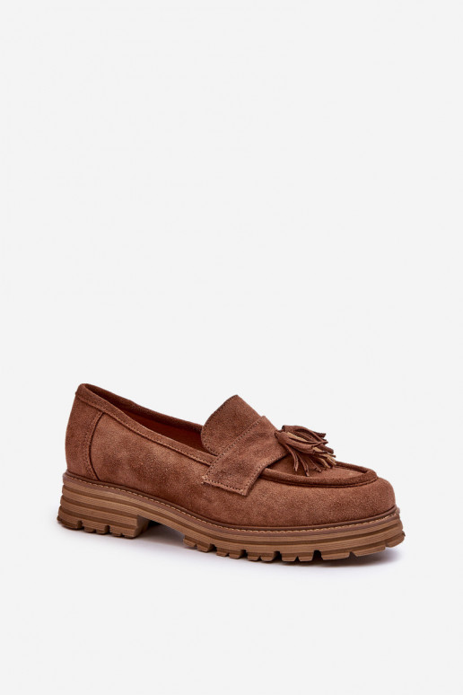 Zazoo 3469 Zamšādas mokasīni Sieviešu ar bārkstīm brūnas krāsas Zazoo 3469 Zamšādas mokasīni Sieviešu ar bārkstīm brūnas krāsas