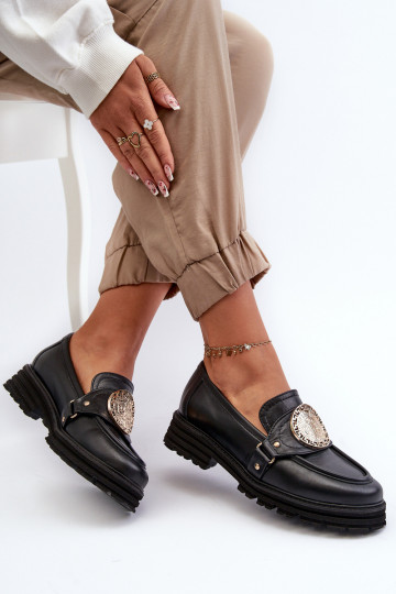 Zazoo 3485 sieviešu mokasīni Ar zelta rotājumu Dabīgas ādas 2