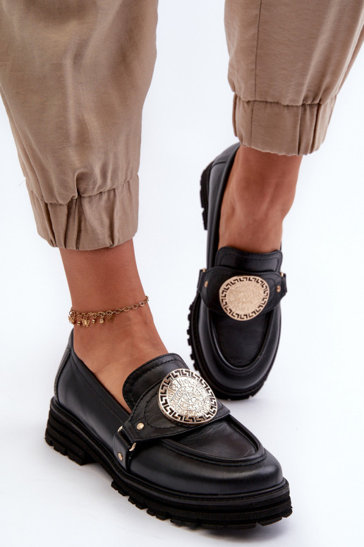 Zazoo 3485 sieviešu mokasīni Ar zelta rotājumu Dabīgas ādas Zazoo 3485 sieviešu mokasīni Ar zelta rotājumu Dabīgas ādas