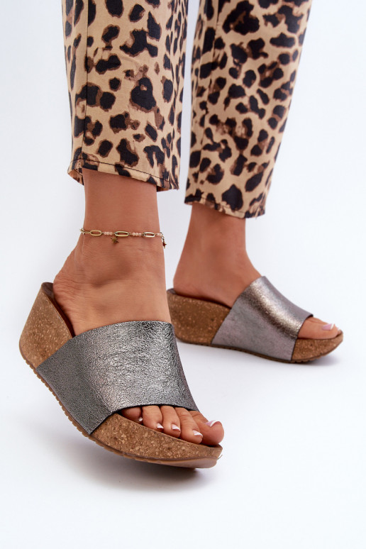 Zazoo 40291 Čibas no dabīgas ādas Sieviešu Ieslēgts KorkoInym Koturnie pelēkas krāsas Zazoo 40291 Čibas no dabīgas ādas Sieviešu Ieslēgts KorkoInym Koturnie pelēkas krāsas