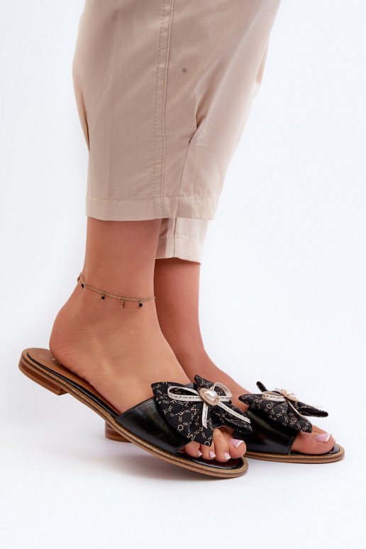 zempapēžu Čibas no dabīgas ādas Sieviešu ar bantītēm Laura Messi 2791 melnas krāsas zempapēžu Čibas no dabīgas ādas Sieviešu ar bantītēm Laura Messi 2791 melnas krāsas