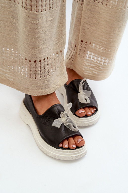 Zazoo 2939 Sieviešu basenes Sieviešu ar bantītēm melnas krāsas Zazoo 2939 Sieviešu basenes Sieviešu ar bantītēm melnas krāsas