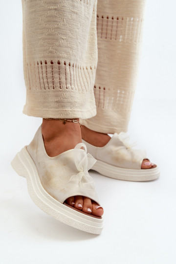 Zazoo 2939 Sieviešu basenes Sieviešu ar bantītēm Zelta krāsas Przecierany