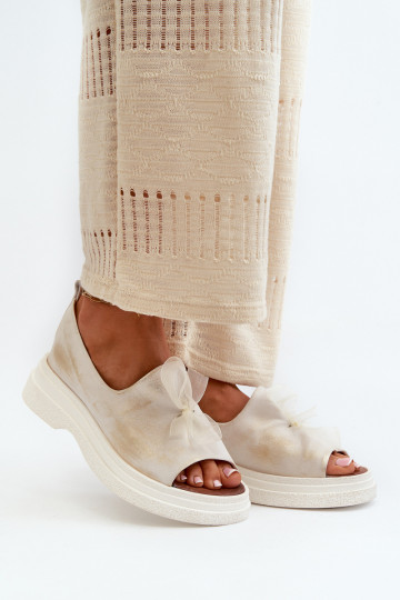 Zazoo 2939 Sieviešu basenes Sieviešu ar bantītēm Zelta krāsas Przecierany 2