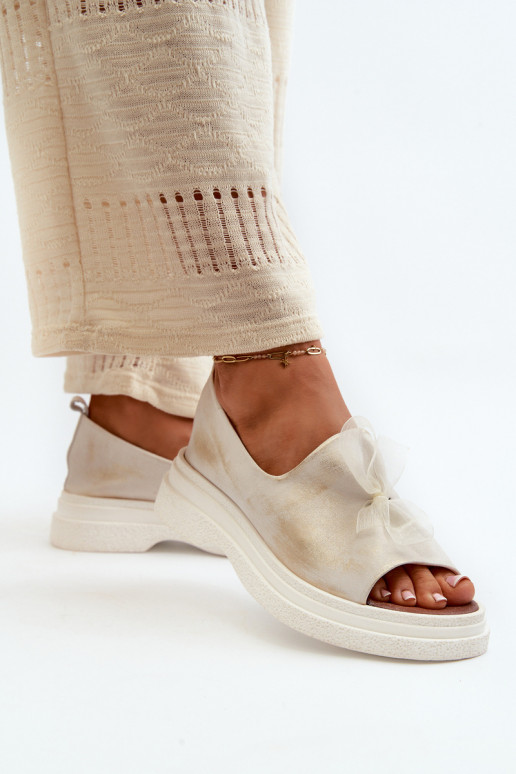 Zazoo 2939 Sieviešu basenes Sieviešu ar bantītēm Zelta krāsas Przecierany Zazoo 2939 Sieviešu basenes Sieviešu ar bantītēm Zelta krāsas Przecierany