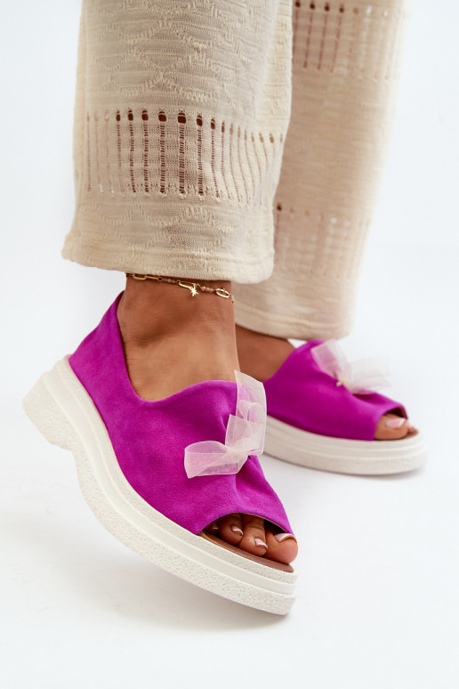 Zazoo 2939 Zamšādas basenes ar bantītēm rozā krāsas Zazoo 2939 Zamšādas basenes ar bantītēm rozā krāsas