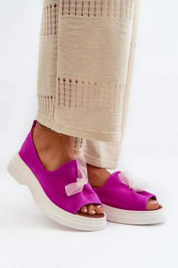 Zazoo 2939 Zamšādas basenes ar bantītēm rozā krāsas 2