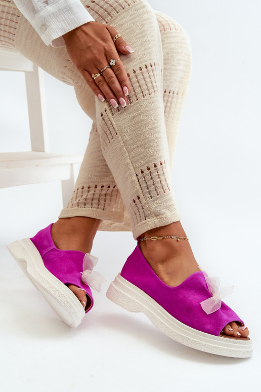 Zazoo 2939 Zamšādas basenes ar bantītēm rozā krāsas Zazoo 2939 Zamšādas basenes ar bantītēm rozā krāsas