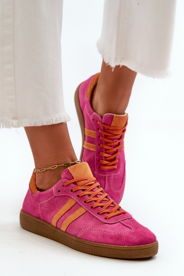 Zazoo N1068 zamšādas Zems Sneakers modeļa apavi Sieviešu rozā krāsas