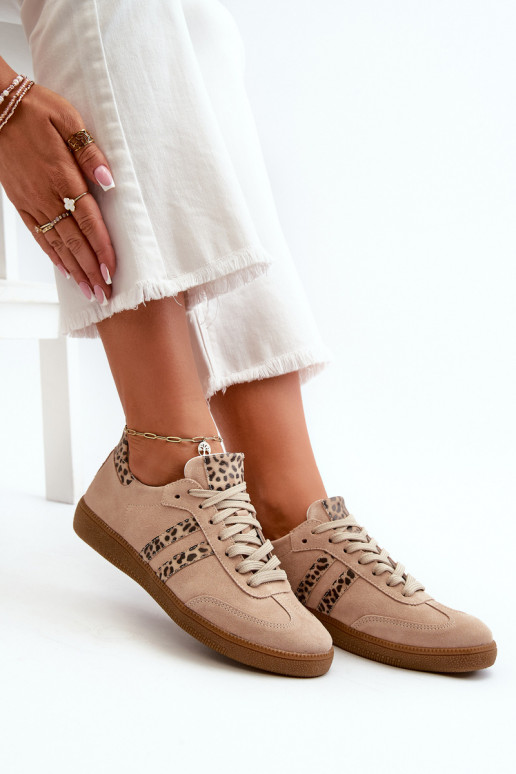 Zazoo N1068 zamšādas Zems Sneakers modeļa apavi Sieviešu smilšu krāsas