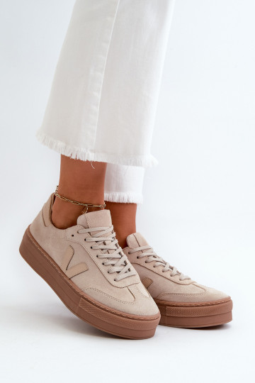 Zazoo N1100S2 Sneakers modeļa apavi zamšādas Sieviešu ar platformu smilšu krāsas 2
