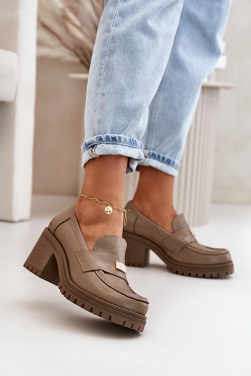 Zazoo 20168 Eleganta stila apavi Sieviešu ar papēdi Dabīgas ādas smilšu krāsas