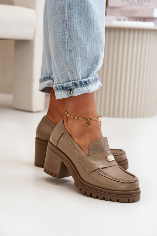 Zazoo 20168 Eleganta stila apavi Sieviešu ar papēdi Dabīgas ādas smilšu krāsas