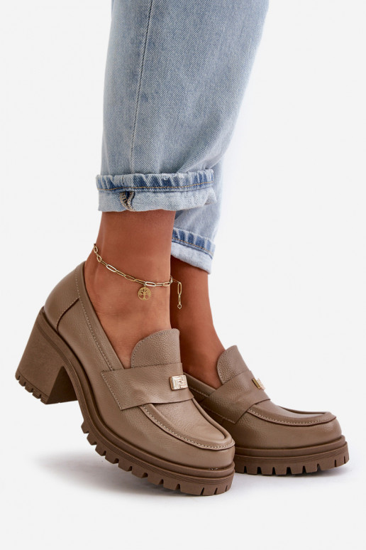 Zazoo 20168 Eleganta stila apavi Sieviešu ar papēdi Dabīgas ādas smilšu krāsas