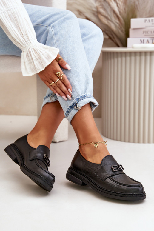 Zazoo 20174 Āda Eleganta stila apavi Sieviešu ar platiem papēžiem melnas krāsas Zazoo 20174 Āda Eleganta stila apavi Sieviešu ar platiem papēžiem melnas krāsas