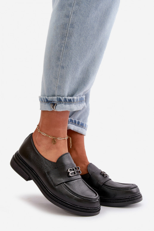 Zazoo 20174 Āda Eleganta stila apavi Sieviešu ar platiem papēžiem melnas krāsas Zazoo 20174 Āda Eleganta stila apavi Sieviešu ar platiem papēžiem melnas krāsas