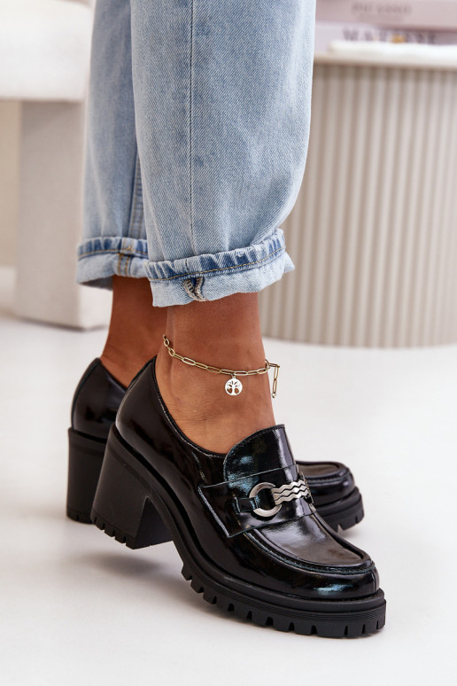 Zazoo 20175 Laque apavi Sieviešu ar papēdi Dabīgas ādas melnas krāsas Zazoo 20175 Laque apavi Sieviešu ar papēdi Dabīgas ādas melnas krāsas