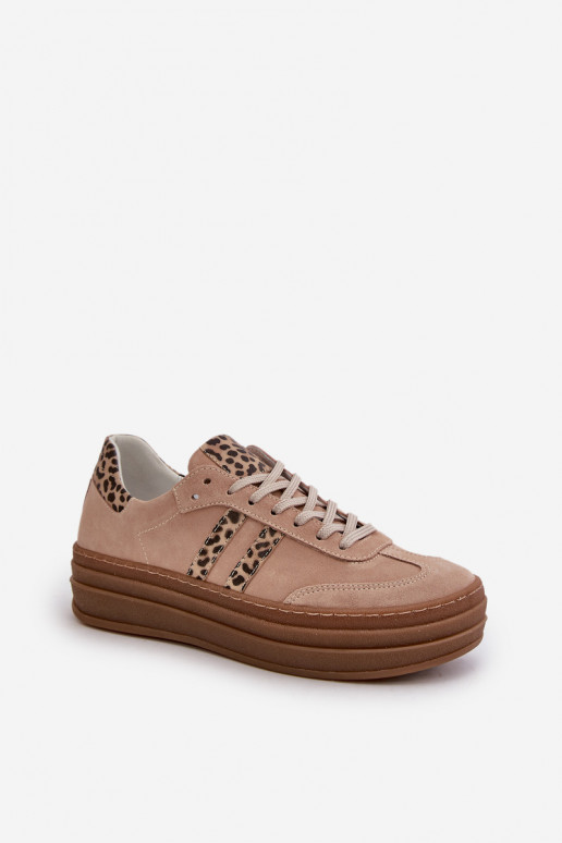 Zazoo N1068S4 Sneakers modeļa apavi ar platformu ar leoparda kažokādas rakstu Rozā krāsas Zazoo N1068S4 Sneakers modeļa apavi ar platformu ar leoparda kažokādas rakstu Rozā krāsas