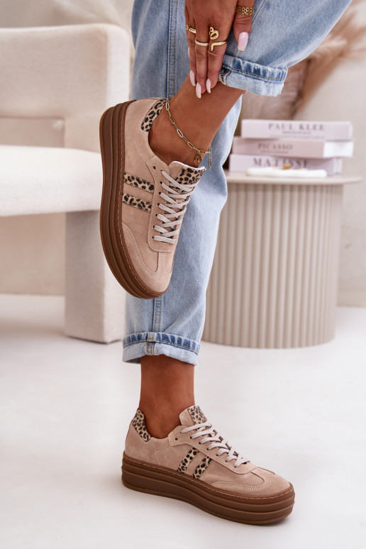 Zazoo N1068S4 Sneakers modeļa apavi ar platformu ar leoparda kažokādas rakstu Rozā krāsas Zazoo N1068S4 Sneakers modeļa apavi ar platformu ar leoparda kažokādas rakstu Rozā krāsas