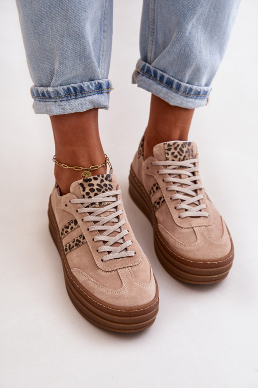 Zazoo N1068S4 Sneakers modeļa apavi ar platformu ar leoparda kažokādas rakstu Rozā krāsas Zazoo N1068S4 Sneakers modeļa apavi ar platformu ar leoparda kažokādas rakstu Rozā krāsas