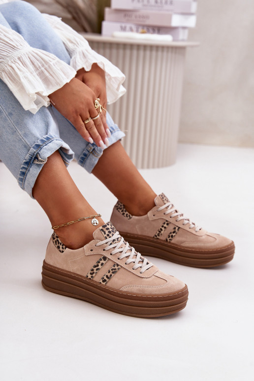 Zazoo N1068S4 Sneakers modeļa apavi ar platformu ar leoparda kažokādas rakstu Rozā krāsas Zazoo N1068S4 Sneakers modeļa apavi ar platformu ar leoparda kažokādas rakstu Rozā krāsas