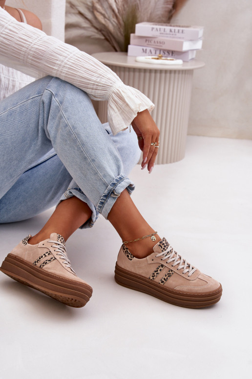 Zazoo N1068S4 Sneakers modeļa apavi ar platformu ar leoparda kažokādas rakstu Rozā krāsas Zazoo N1068S4 Sneakers modeļa apavi ar platformu ar leoparda kažokādas rakstu Rozā krāsas