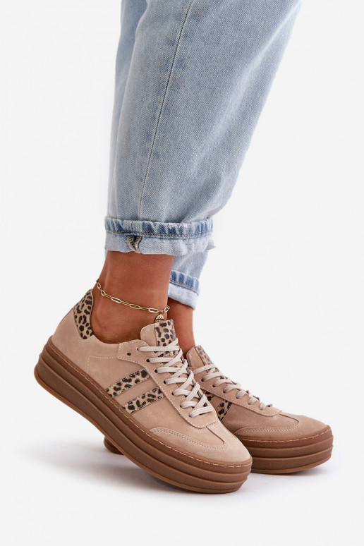 Zazoo N1068S4 Sneakers modeļa apavi ar platformu ar leoparda kažokādas rakstu Rozā krāsas Zazoo N1068S4 Sneakers modeļa apavi ar platformu ar leoparda kažokādas rakstu Rozā krāsas