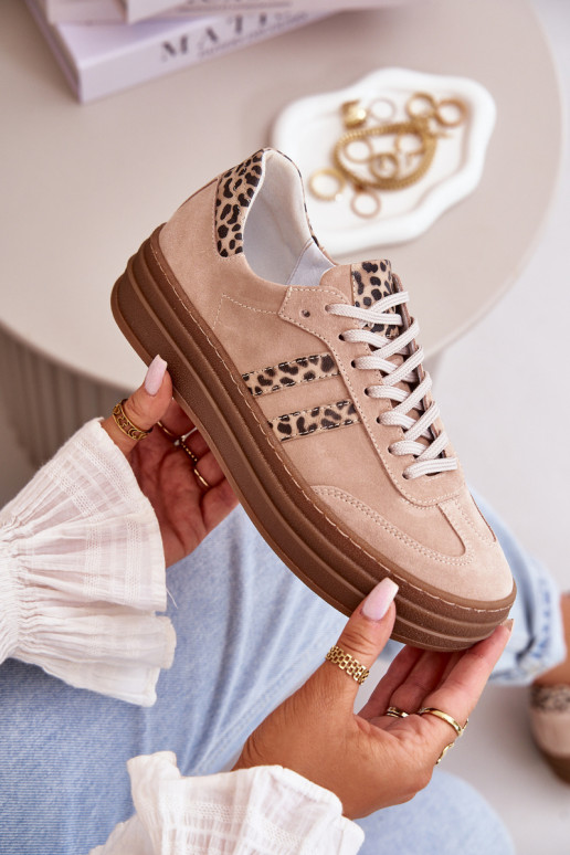 Zazoo N1068S4 Sneakers modeļa apavi ar platformu ar leoparda kažokādas rakstu Rozā krāsas Zazoo N1068S4 Sneakers modeļa apavi ar platformu ar leoparda kažokādas rakstu Rozā krāsas