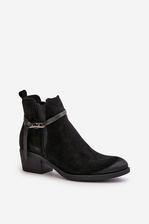 Zazoo 60478 Zamšādas kurpes ar papēdi siltināti Aizsprādzējamas Uz pili melnas krāsas Zazoo 60478 Zamšādas kurpes ar papēdi siltināti Aizsprādzējamas Uz pili melnas krāsas