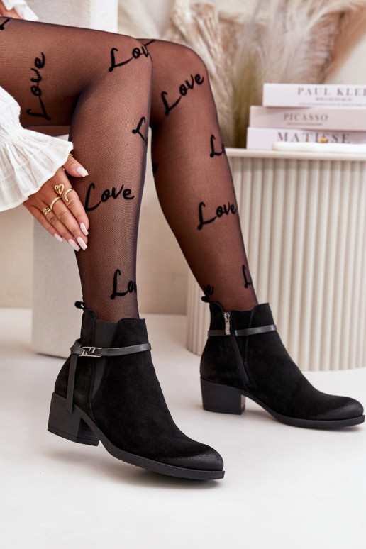 Zazoo 60478 Zamšādas kurpes ar papēdi siltināti Aizsprādzējamas Uz pili melnas krāsas Zazoo 60478 Zamšādas kurpes ar papēdi siltināti Aizsprādzējamas Uz pili melnas krāsas