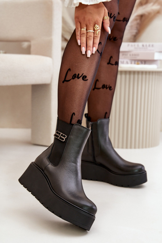 Zazoo 60498 Sieviešu puszābaki Chelsea zābaki ar platformu I Koturnie melnas krāsas Zazoo 60498 Sieviešu puszābaki Chelsea zābaki ar platformu I Koturnie melnas krāsas