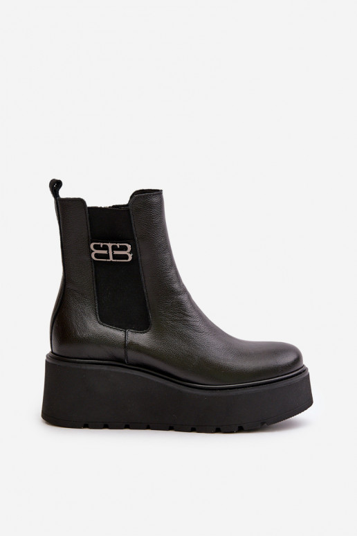 Zazoo 60498 Sieviešu puszābaki Chelsea zābaki ar platformu I Koturnie melnas krāsas Zazoo 60498 Sieviešu puszābaki Chelsea zābaki ar platformu I Koturnie melnas krāsas