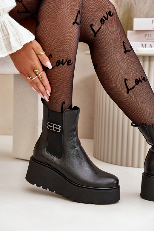 Zazoo 60498 Sieviešu puszābaki Chelsea zābaki ar platformu I Koturnie melnas krāsas Zazoo 60498 Sieviešu puszābaki Chelsea zābaki ar platformu I Koturnie melnas krāsas