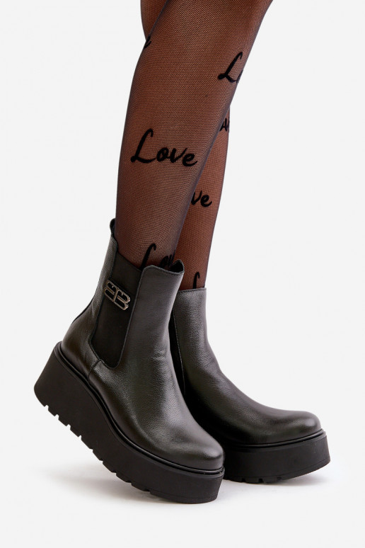 Zazoo 60498 Sieviešu puszābaki Chelsea zābaki ar platformu I Koturnie melnas krāsas Zazoo 60498 Sieviešu puszābaki Chelsea zābaki ar platformu I Koturnie melnas krāsas