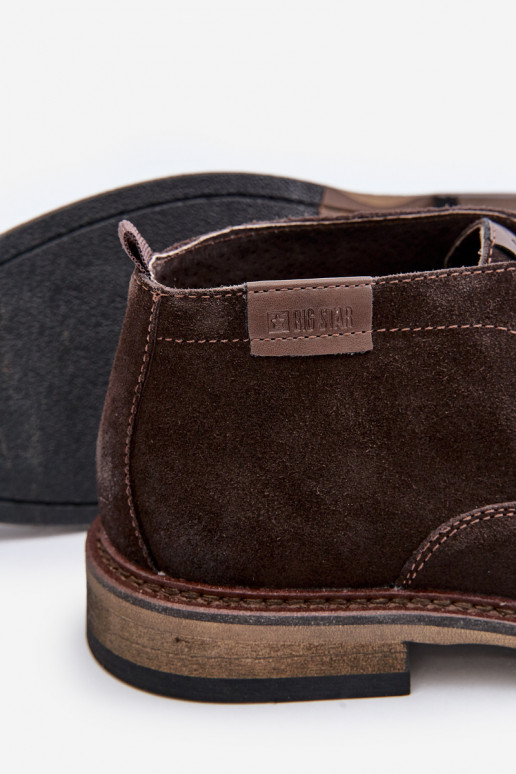 Zamšādas kurpes Vīriešiem šņorējami Big Star OO174145 tumši brūnas krāsas
